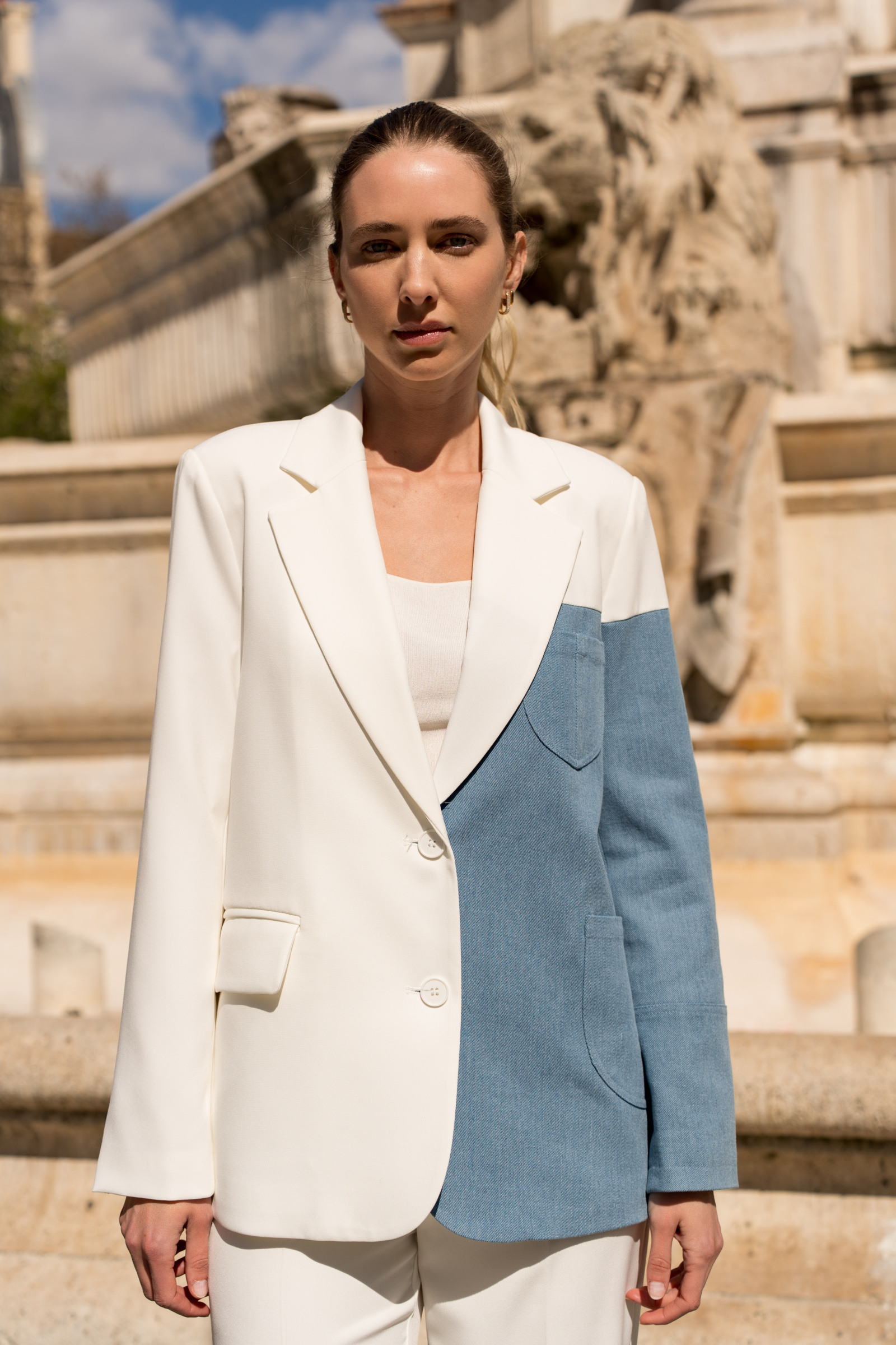 Grossiste Attentif - [Signature] Veste tailleur bi-matière