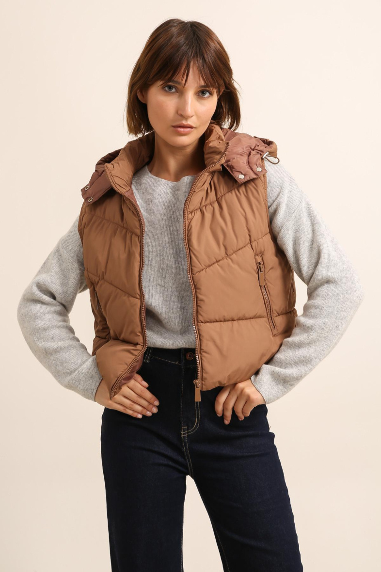 Grossiste Attrait Outlet - Doudoune courte oversize sans manches avec capuche
