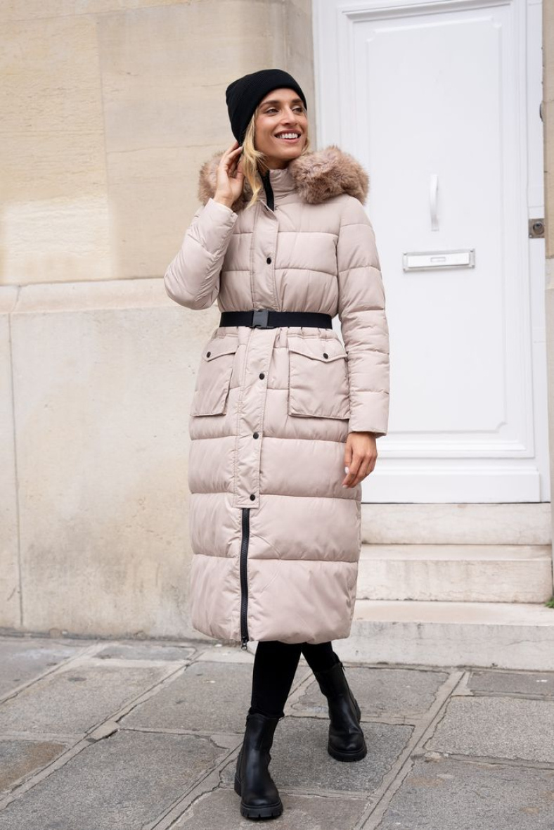 Mayorista Attrait Paris - Anorak largo con capucha y pelo sintético