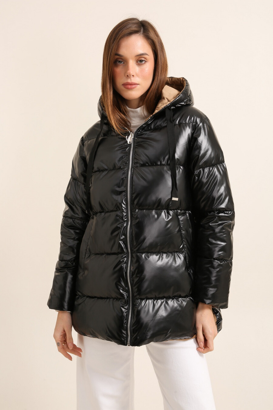 Mayorista Attrait Paris - Anorak metalizado reversible de largo medio con cremallera