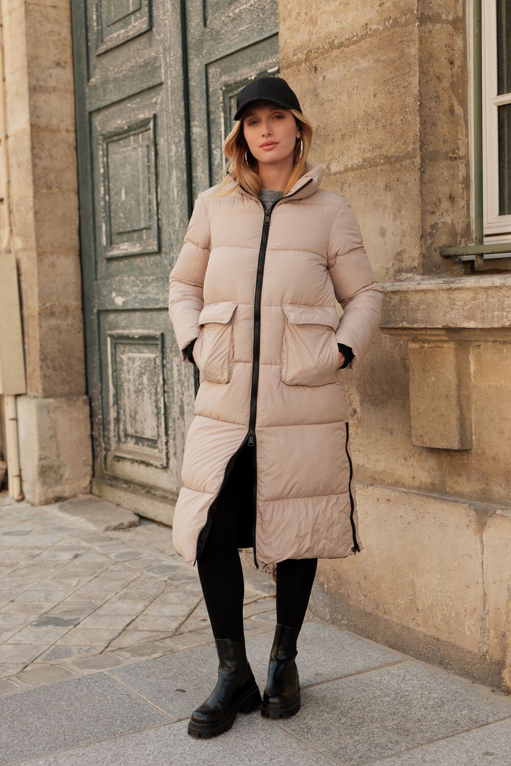 Mayorista Attrait Outlet - Abrigo largo acolchado con cuello alto