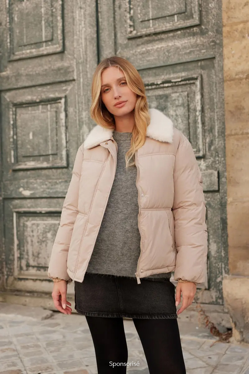 Mayorista Attrait Outlet - Chaquetón oversize con cuello de piel