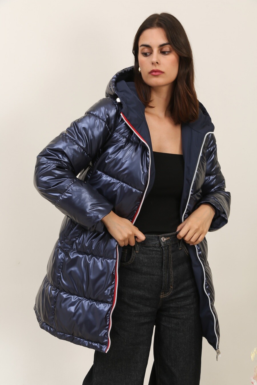 Wholesaler Attrait Paris - Reversible and waterproof mid-length down jacket