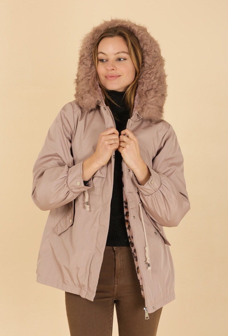 Wholesaler Attrait Outlet - Mid-length parka with removable fur on the hood