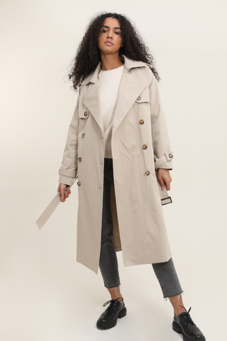 Wholesaler Attrait Paris - Long trench coat with tie belt