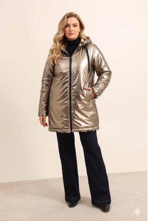 Wholesaler Attrait Paris - Hooded mid-length reversible windbreaker leopard fur