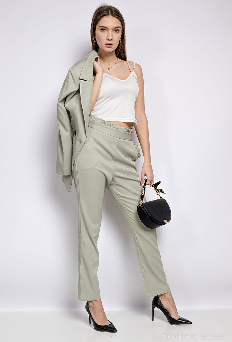 Mayorista Attrait Paris - Pantalón de vestir con detalle de pequeño volante