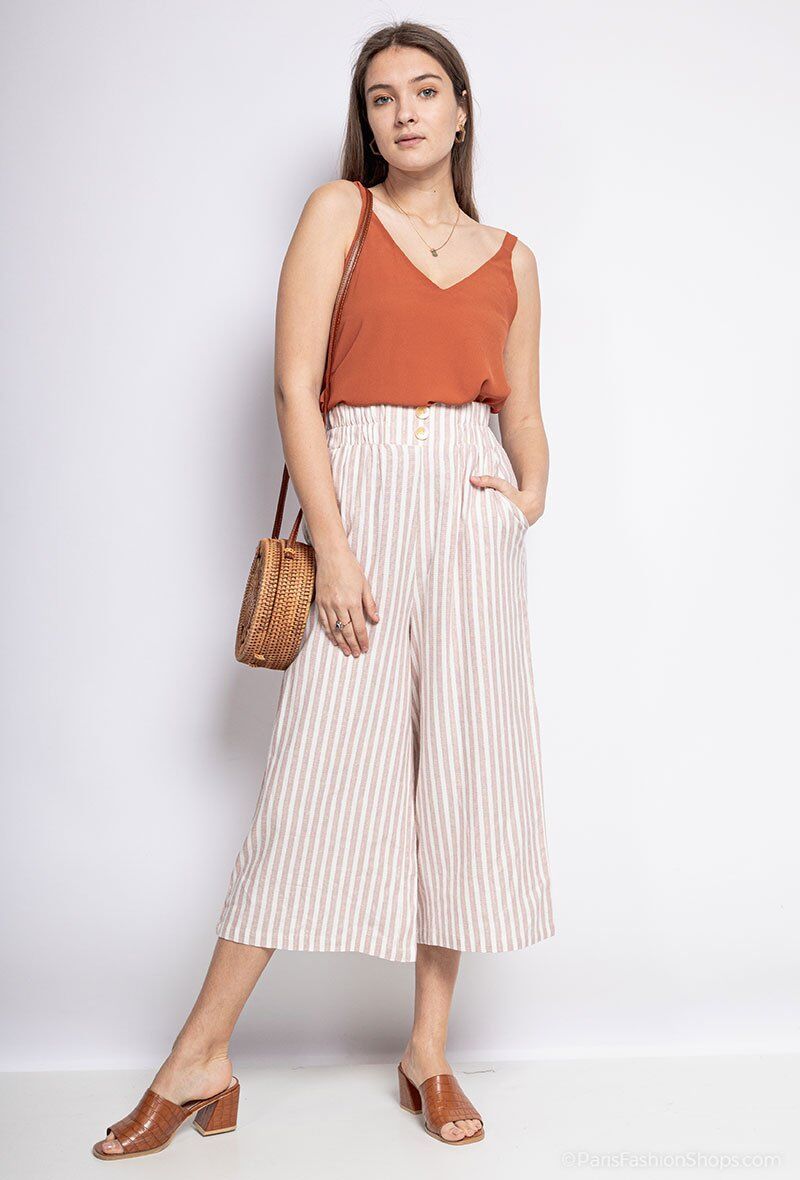 Mayorista Attrait Paris - Pantalón fluido rayas 7/8