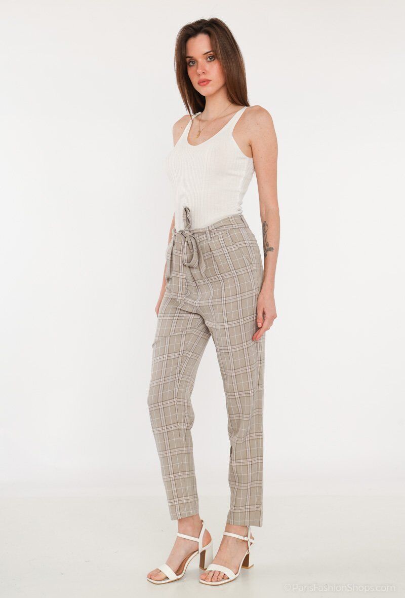 Mayorista Attrait Paris - Pantalón de cuadros con cinturilla de ajuste