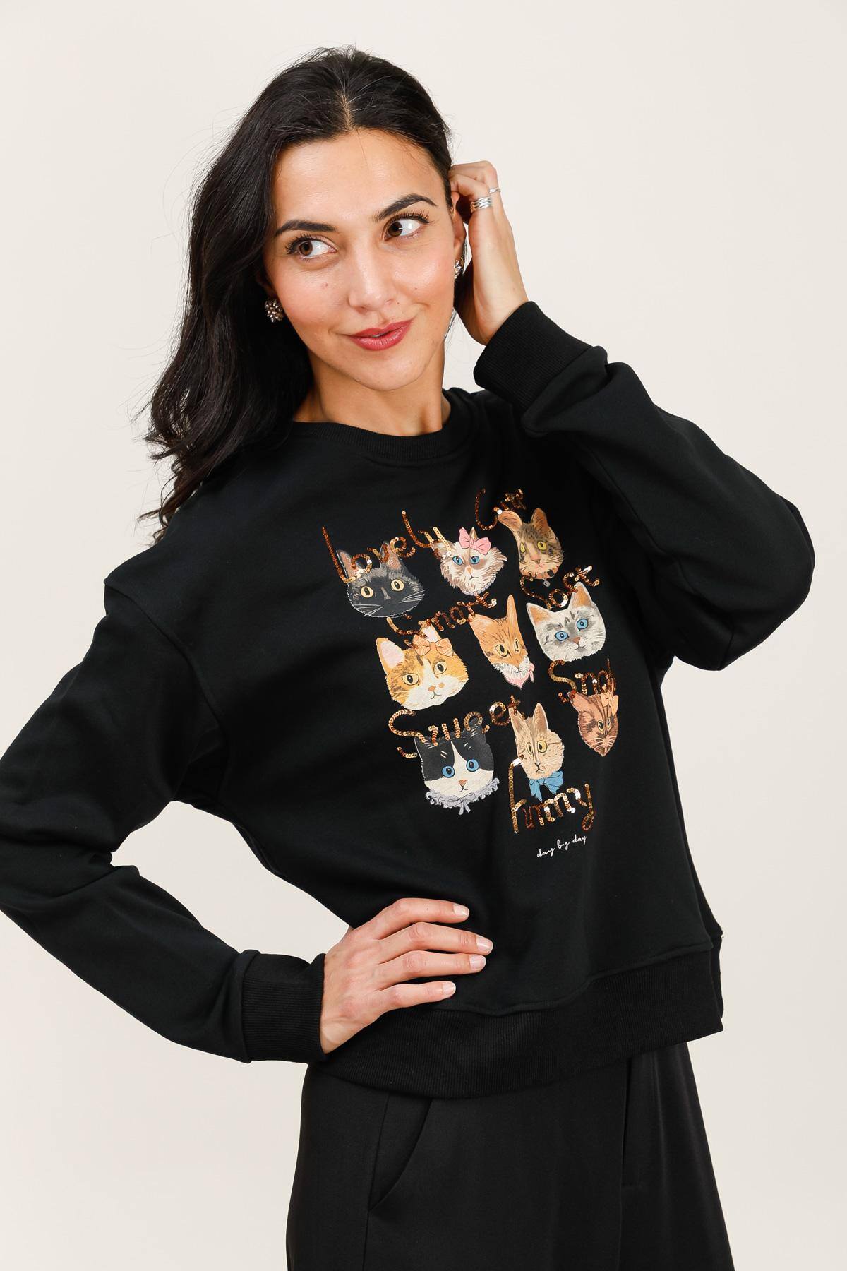 Mayorista Attrait Paris - Sudadera con cuello redondo, gato