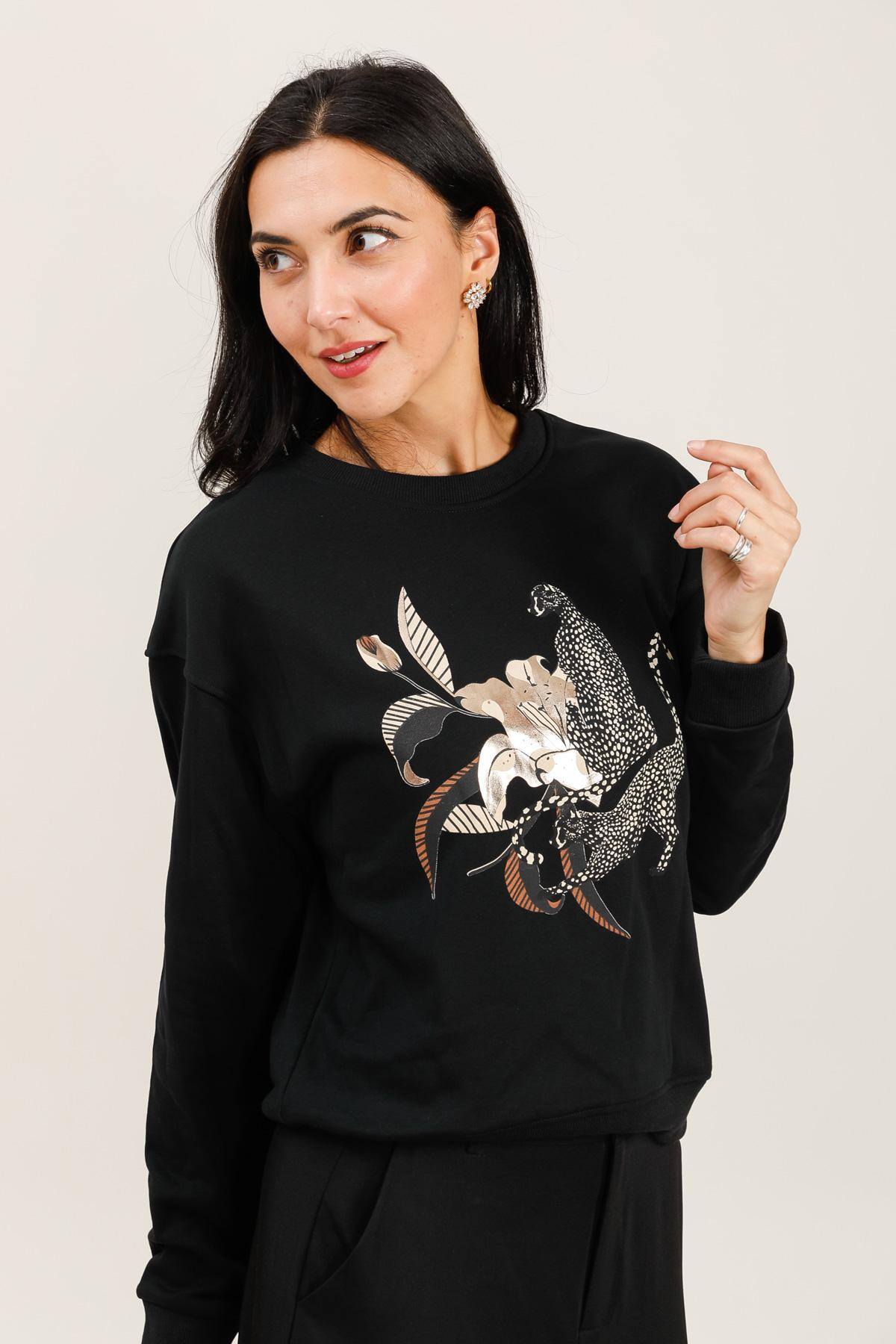 Mayorista Attrait Paris - Sudadera floral de cuello redondo