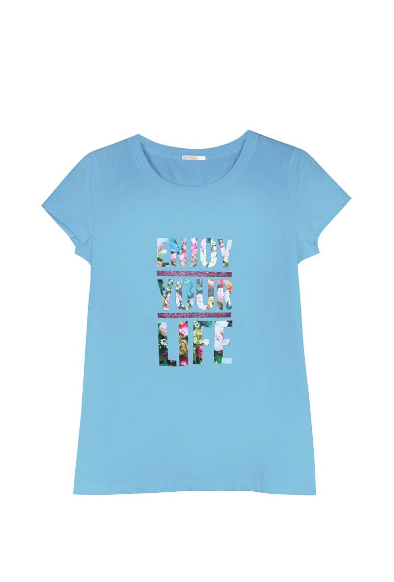 Mayorista Attrait Paris - Camiseta de algodón estampada con gráfico "ENJOY YOUR LIFE"