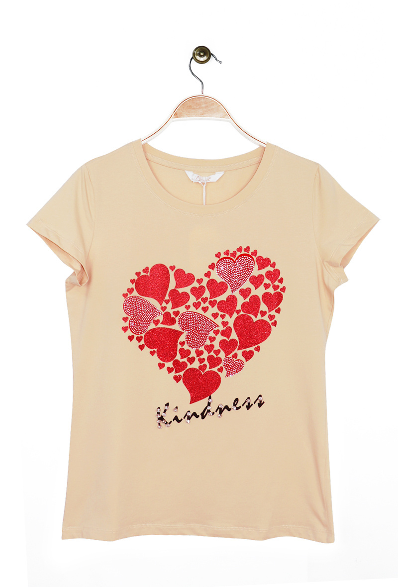Grossiste Attrait Paris - T-shirt en coton imprimé avec visuel relief Cœur Timeless