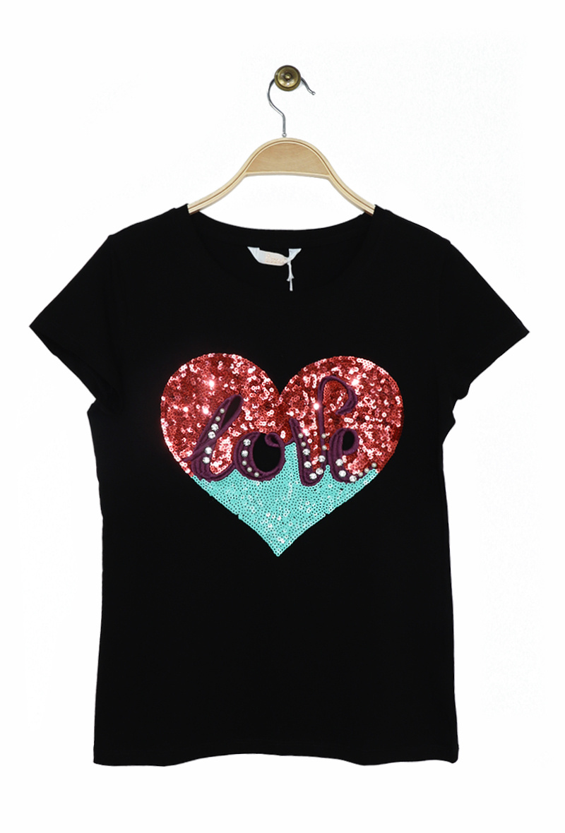 Grossiste Attrait Paris - T-shirt en coton imprimé avec visuel relief Cœur LOVE