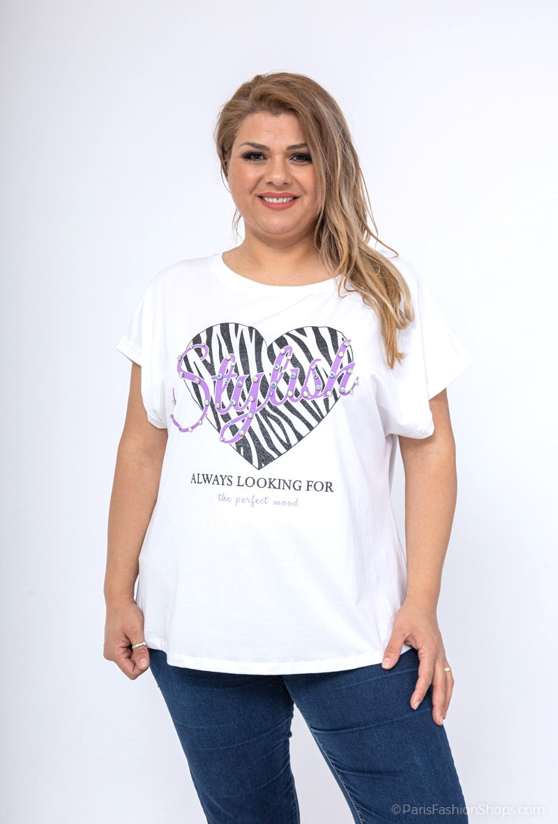 Grossista Attrait Paris - T-shirt in cotone stampato con grafica "Divertente, caldo, soleggiato" cappello da donna