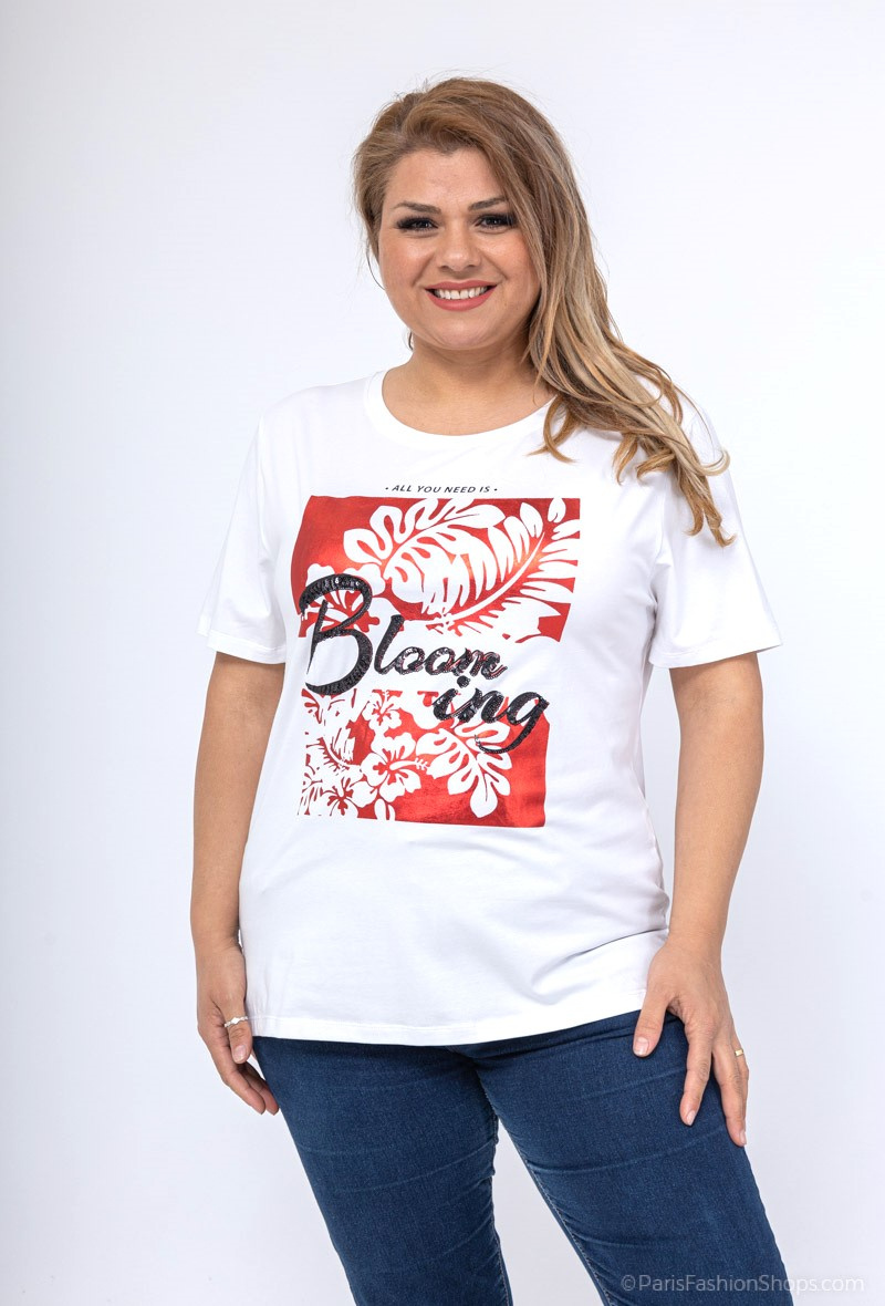 Grossista Attrait Paris - T-shirt in cotone stampato con grafica "Divertente, caldo, soleggiato" cappello da donna