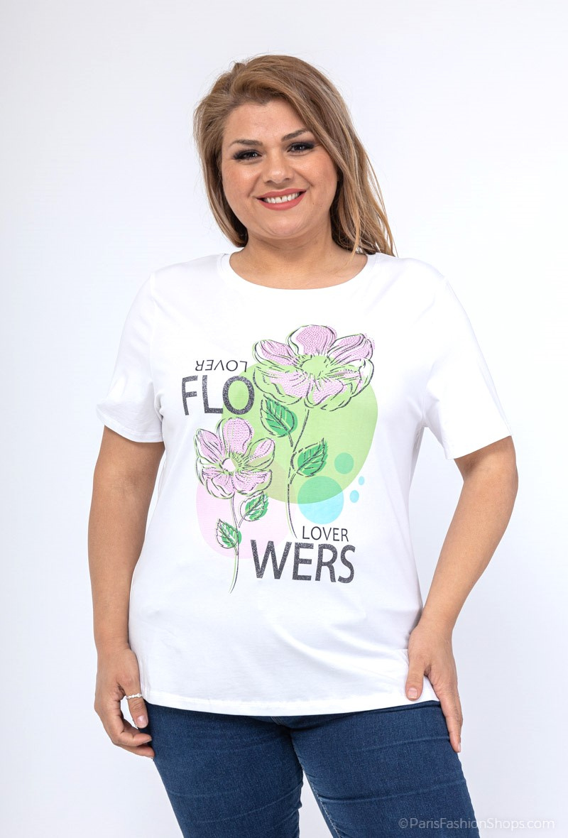 Grossista Attrait Paris - T-shirt in cotone stampato con grafica "Divertente, caldo, soleggiato" cappello da donna