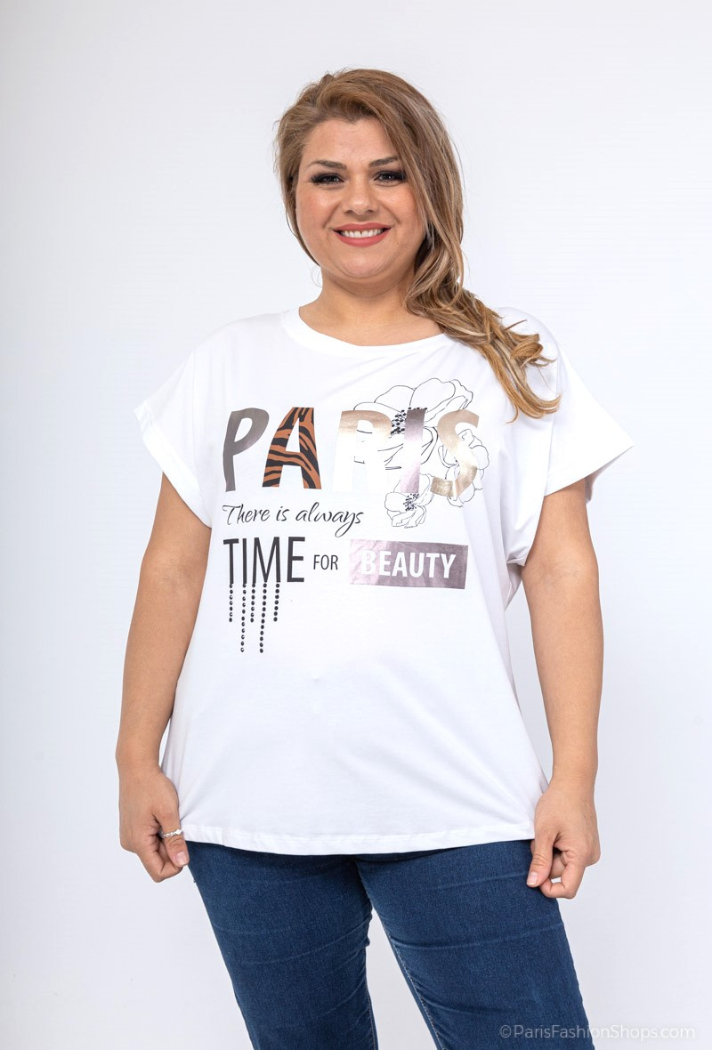 Grossista Attrait Paris - T-shirt in cotone stampato con grafica "Divertente, caldo, soleggiato" cappello da donna