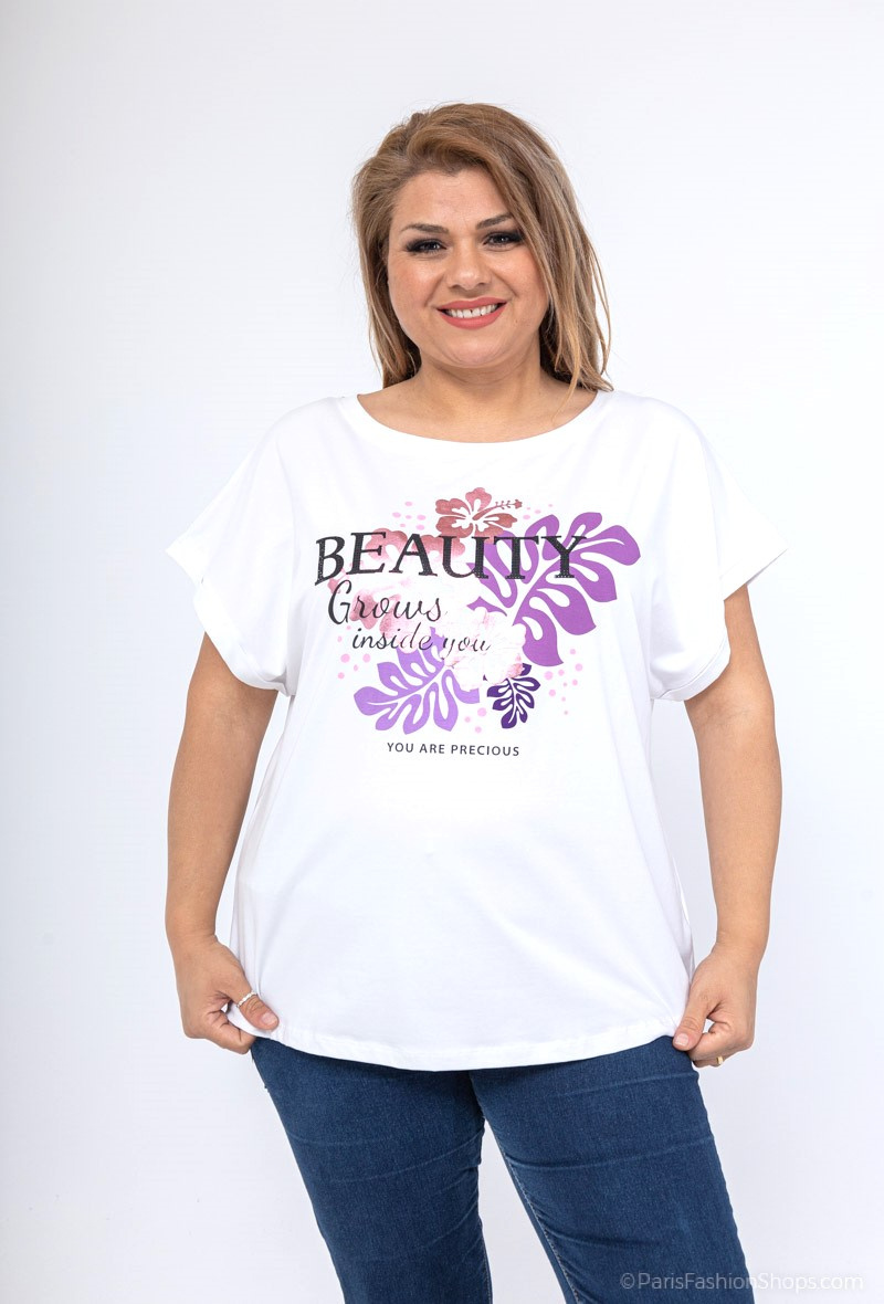 Grossista Attrait Paris - T-shirt in cotone stampato con grafica "Divertente, caldo, soleggiato" cappello da donna