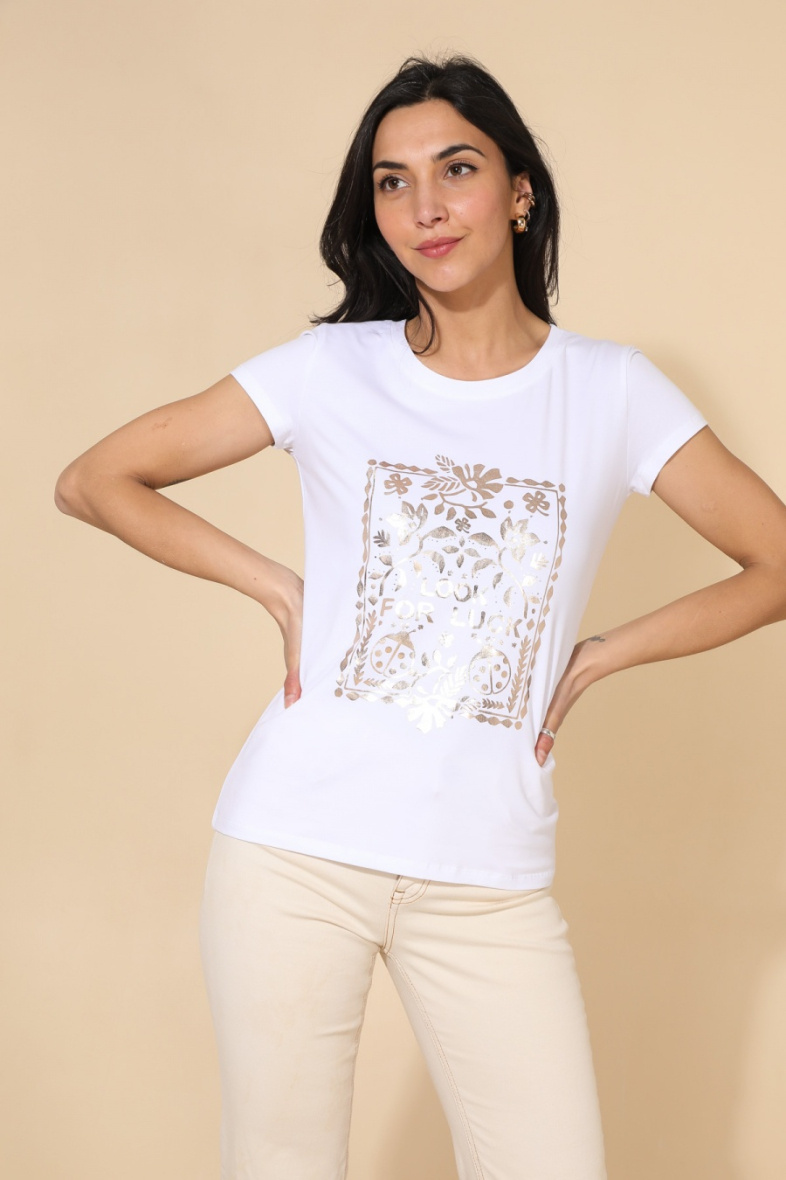 Wholesaler Attrait Paris - Cotton T-shirt with heart painting text print