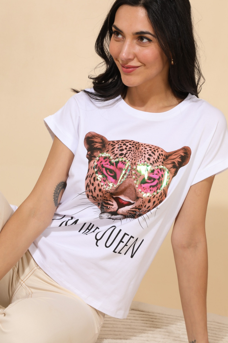 Mayorista Attrait Paris - Camiseta de algodón con estampado de texto en forma de corazón