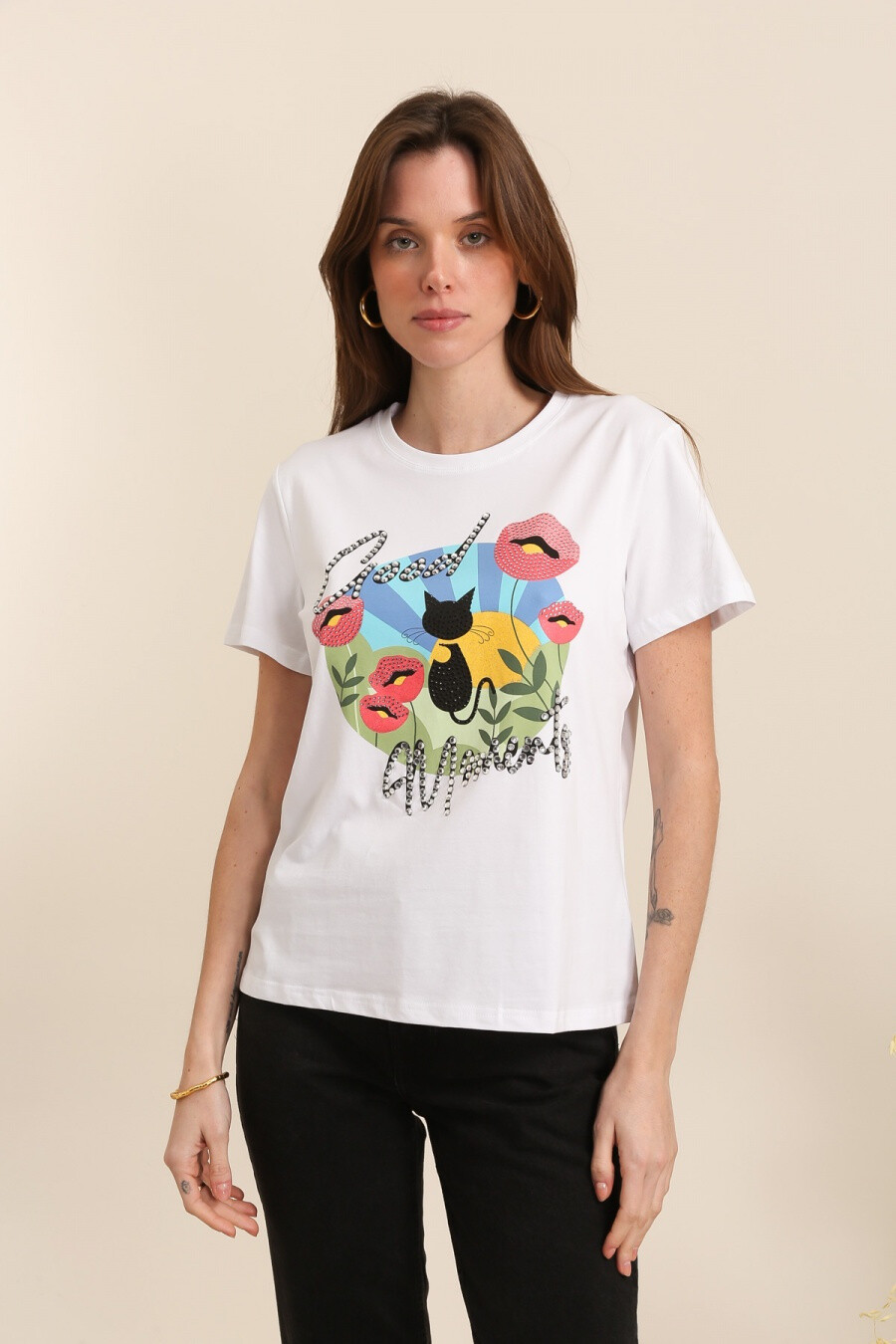 Mayorista Attrait Paris - Camiseta de algodón con estampado atardecer