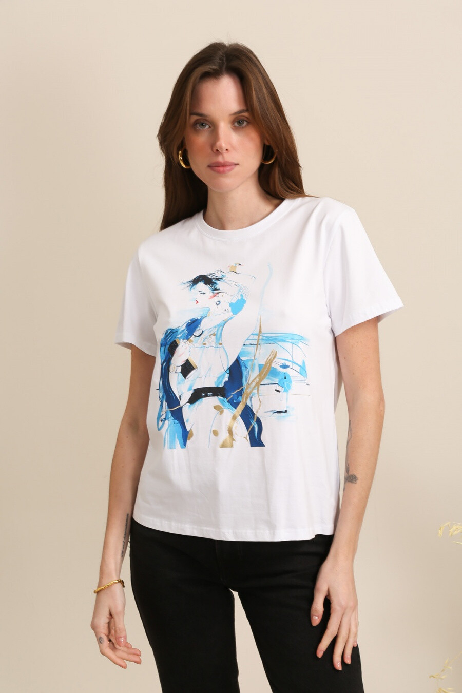 Mayorista Attrait Paris - Camiseta mujer dibujo algodon