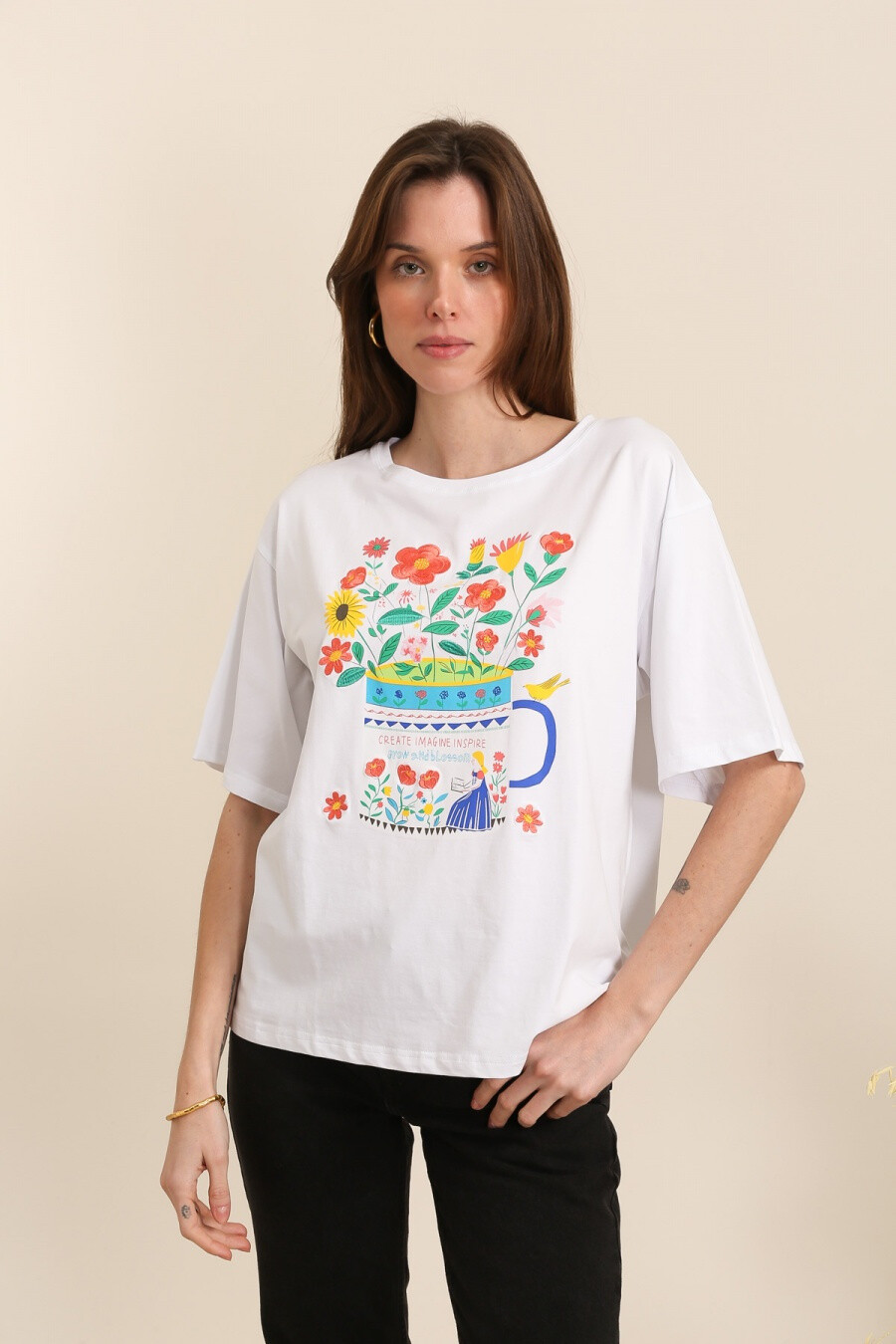 Mayorista Attrait Paris - Camiseta algodón ramo de flores
