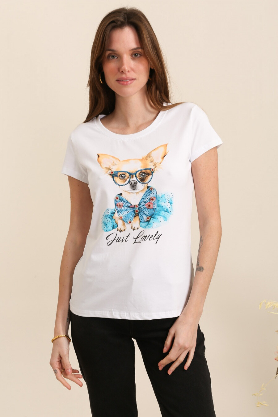 Mayorista Attrait Paris - Camiseta de algodón con estampado chihuahua