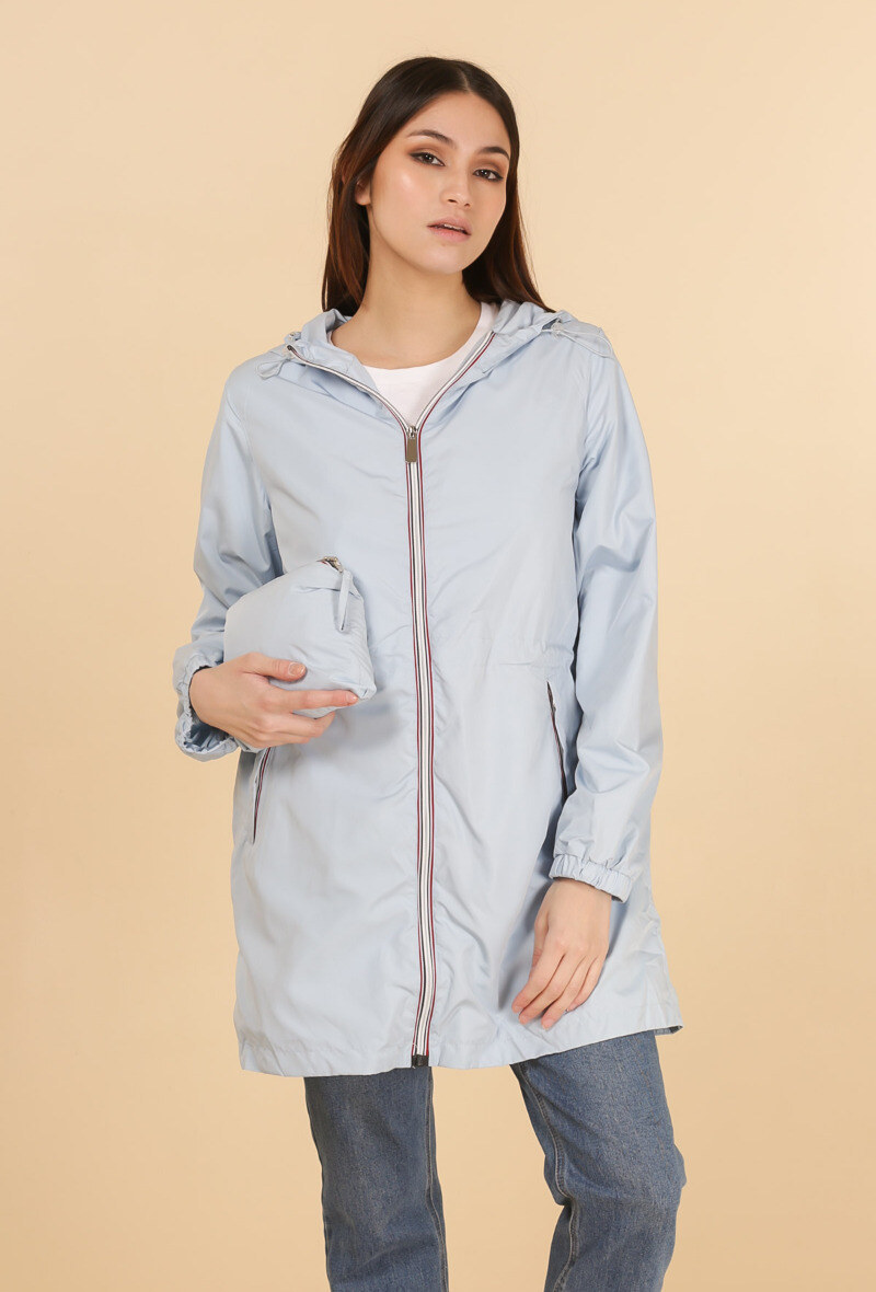 Mayorista Attrait Outlet - Cortavientos largo con capucha (bolsillo)