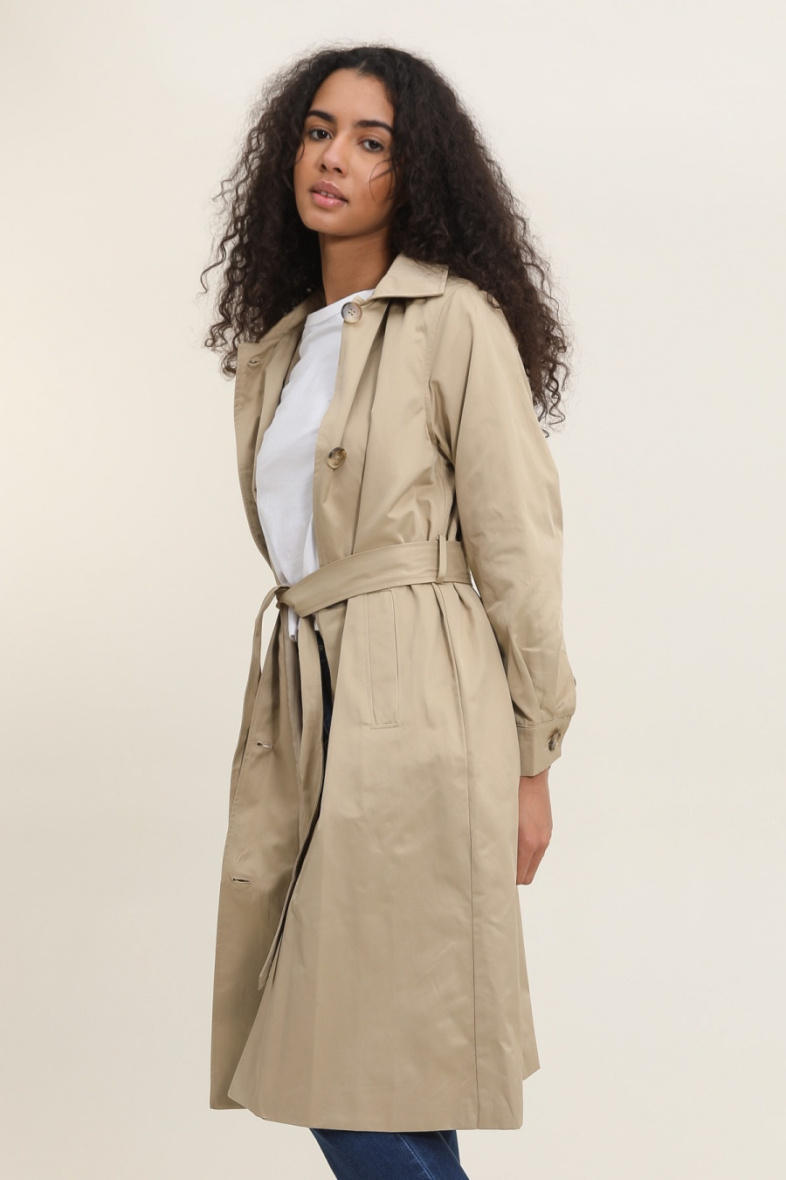 Grossista Attrait Outlet - Trench lungo con cappuccio e cintura