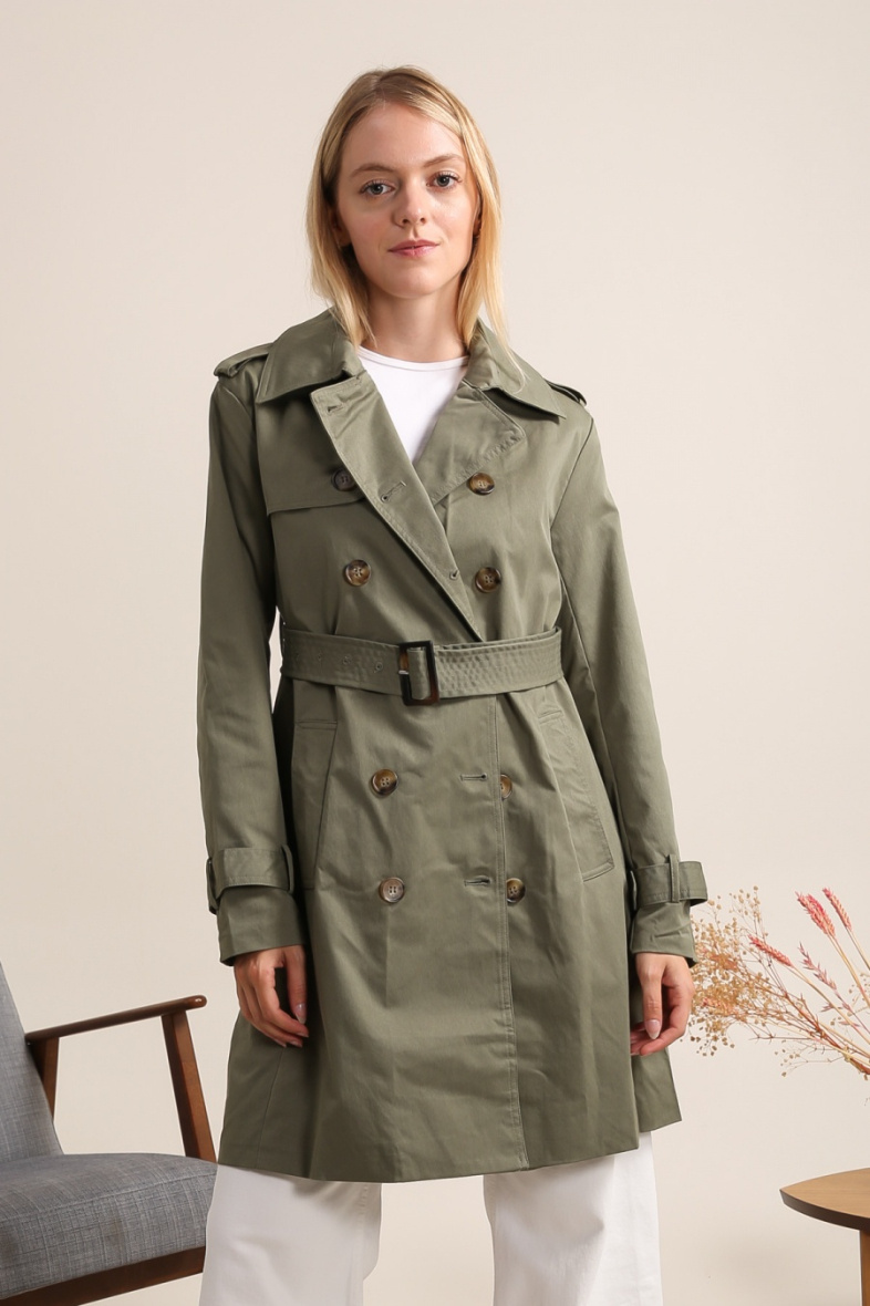 Wholesaler Attrait Paris - Long trench coat with tie belt