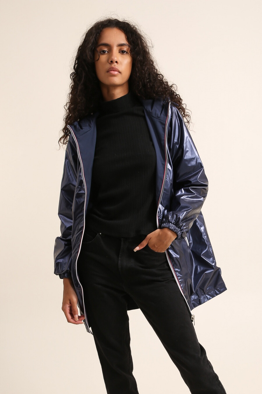 Mayorista Attrait Paris - Rompiente de viento reversible a mitad de longitud con encapuchas grandes