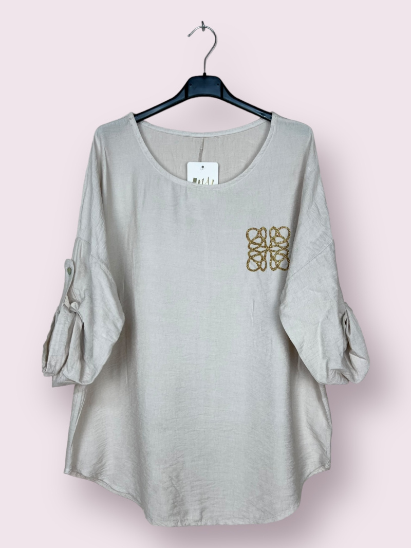 Wholesaler AUBERJINE - Printed shirt with buttoned sleeves.