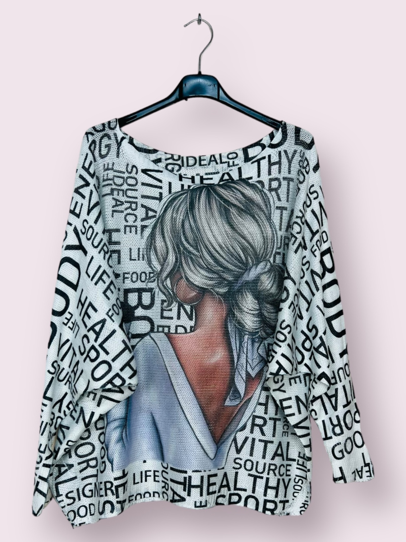Wholesaler AUBERJINE - Patterned knit sweater, boat neck, long sleeve