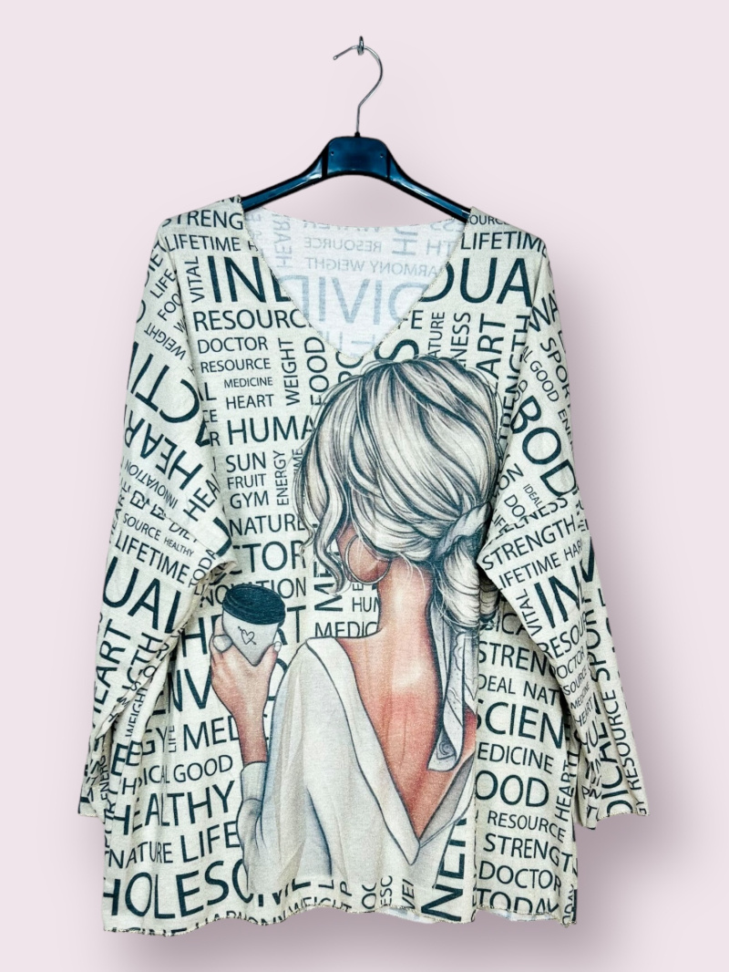 Wholesaler AUBERJINE - Patterned knit sweater, boat neck, long sleeve