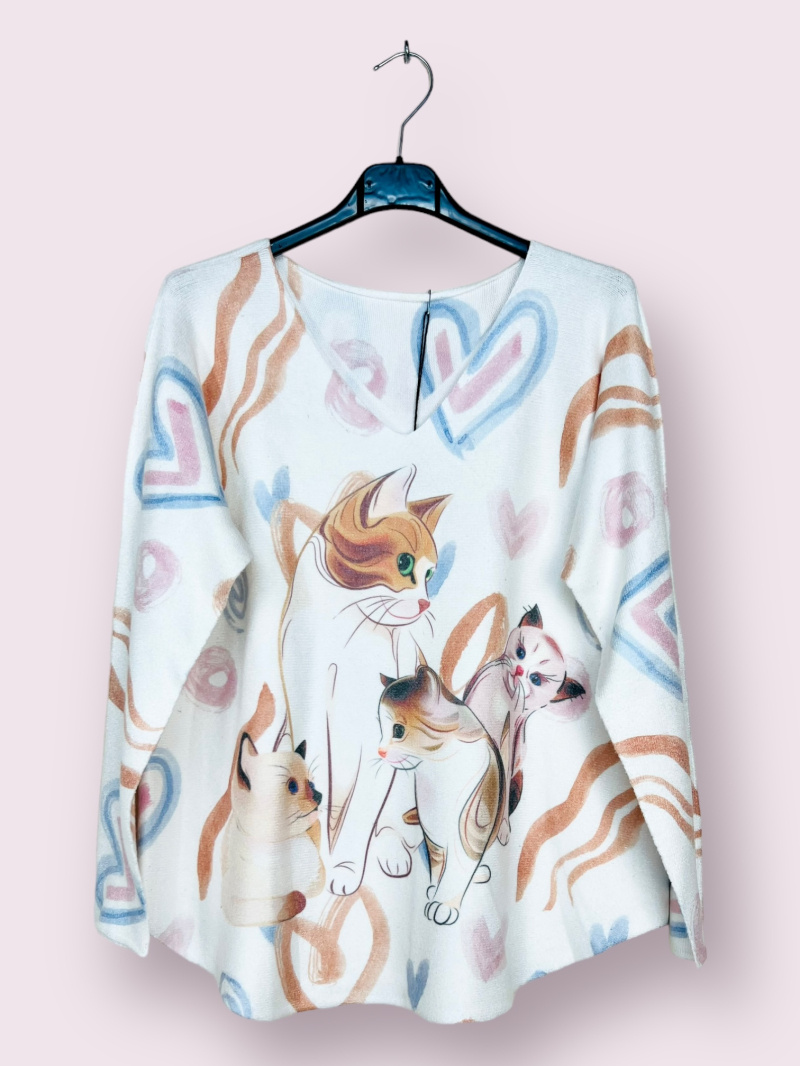 Wholesaler AUBERJINE - V-neck sweater with pattern, long sleeve