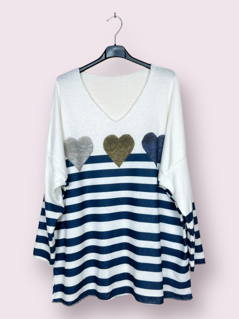 Wholesaler AUBERJINE - Soft sweater with patterns, V-neck