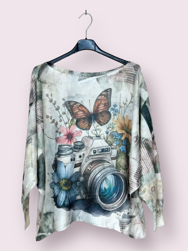 Wholesaler AUBERJINE - Patterned knit sweater, boat neck, long sleeve