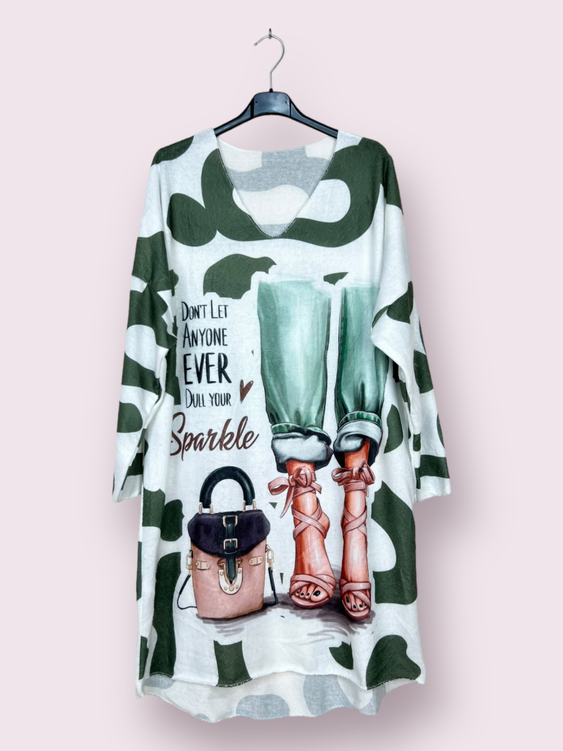 Mayorista AUBERJINE - Túnica suave con estampado, escote en pico