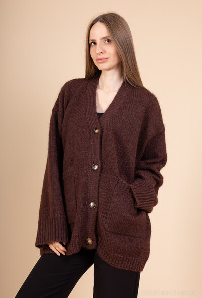 Grossiste Audrey - Cardigan laine uni avec poches - AP140 Grossiste Audrey - Cardigan laine uni avec poches - AP140