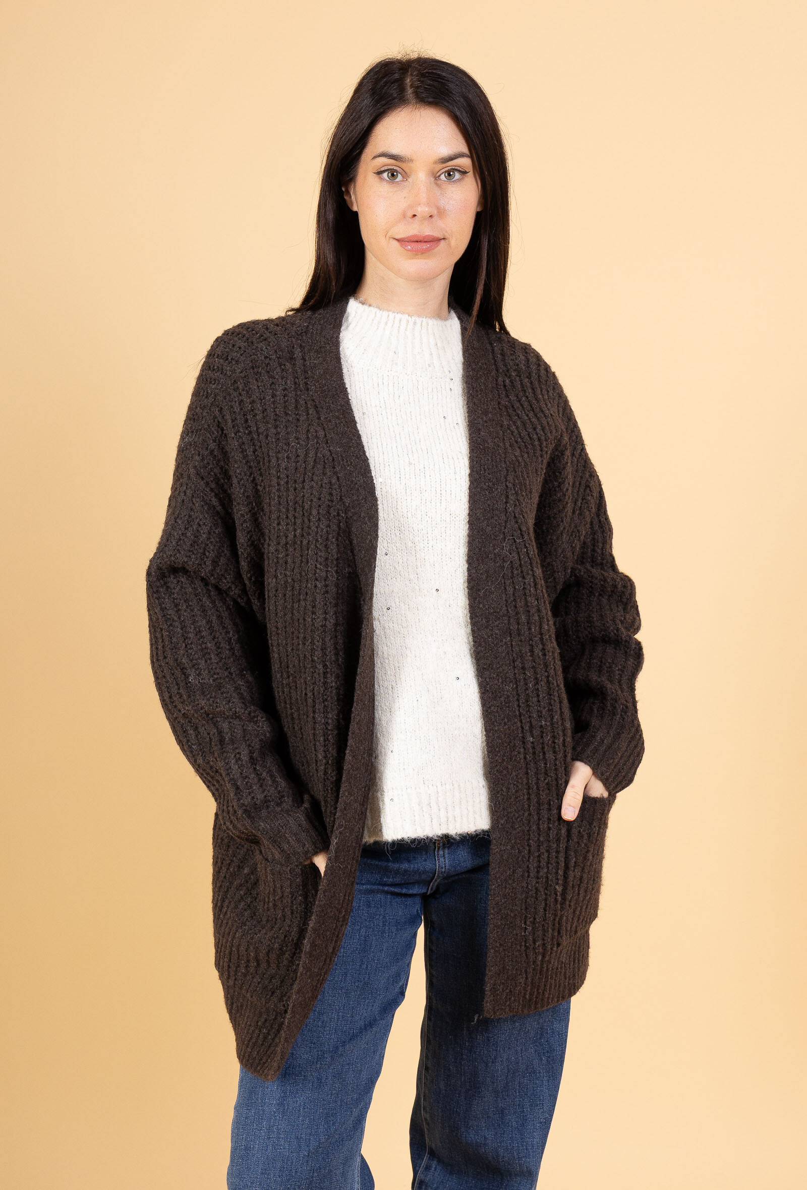 Grossista Audrey - Cardigan in lana oversize con tasche AP139