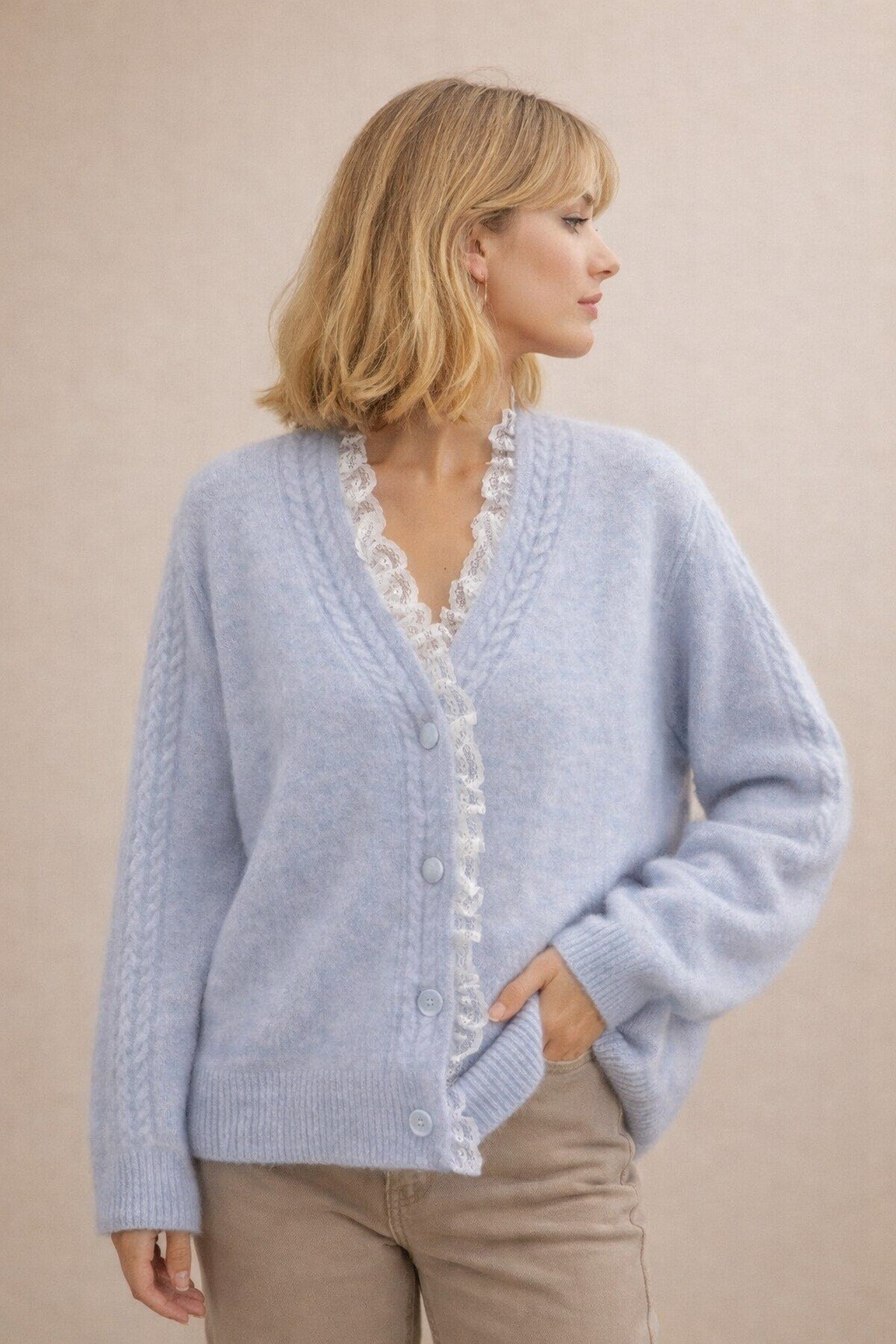 Wholesaler Audrey - Soft Knit Lace Cardigan – One Size
