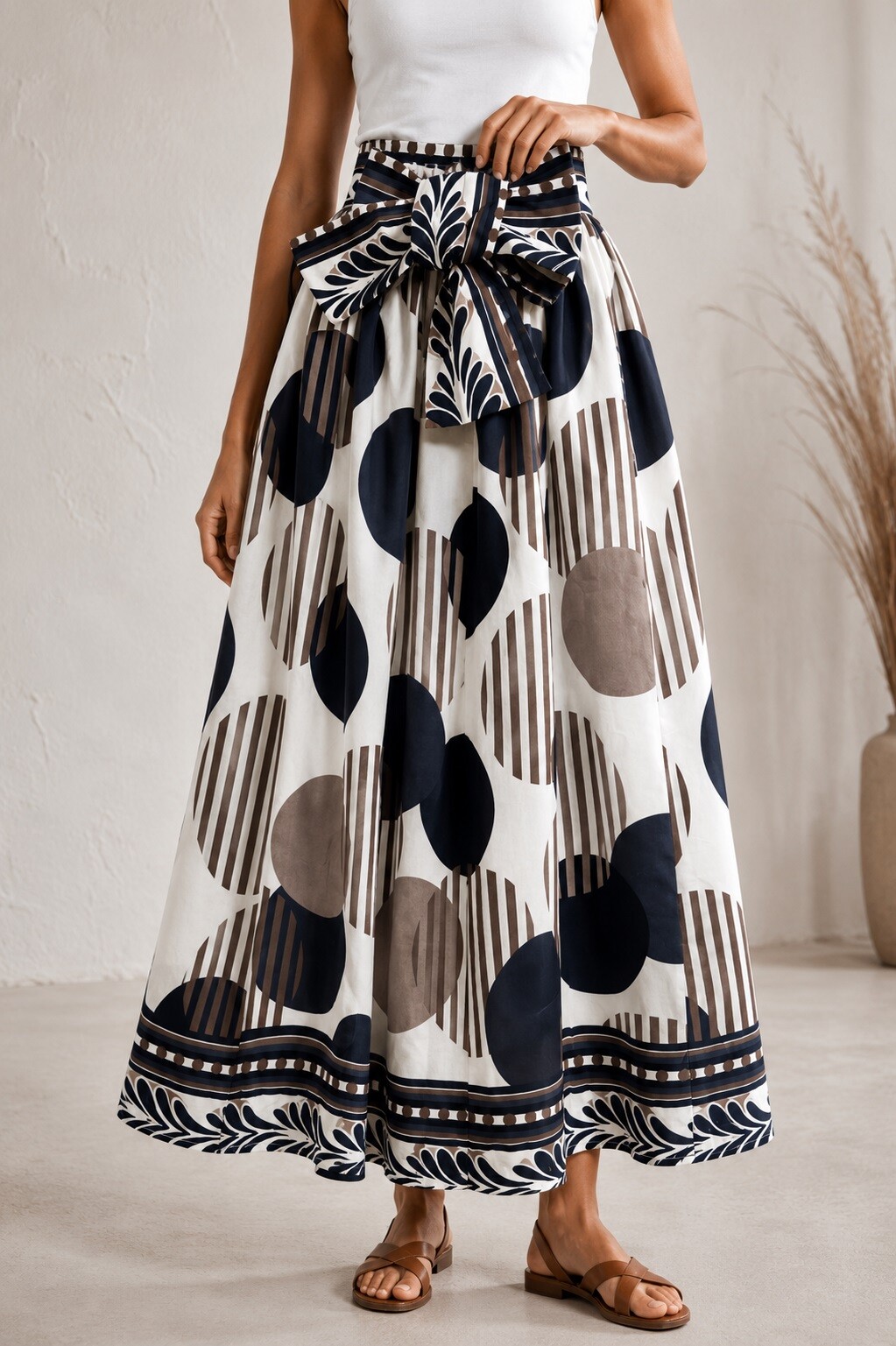Wholesaler Audrey - Chic Bohemian Long Skirt with Tied Waist – 100% Cotton