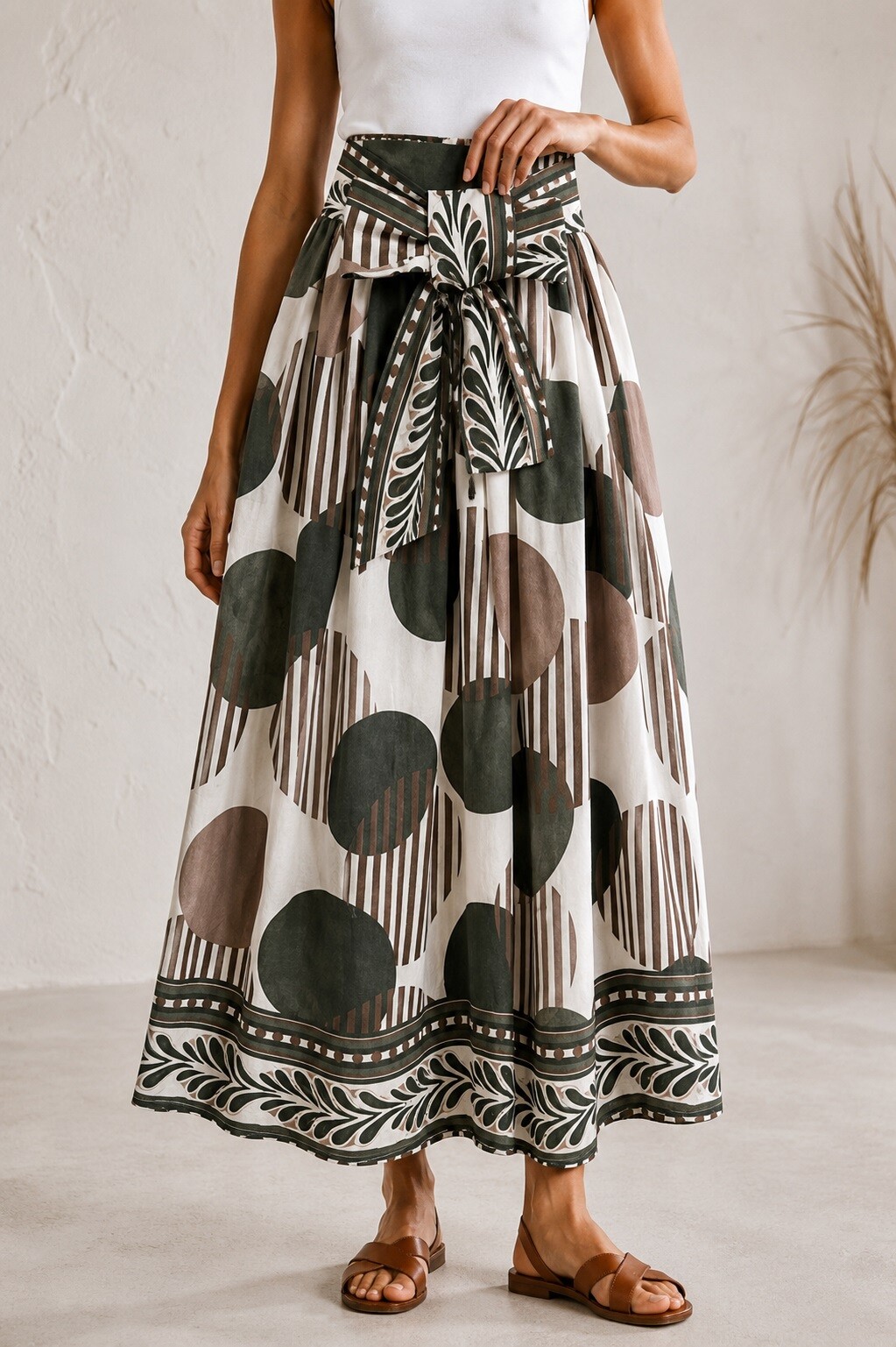 Wholesaler Audrey - Bohemian Chic Long Skirt with Tied Waist – Cotton