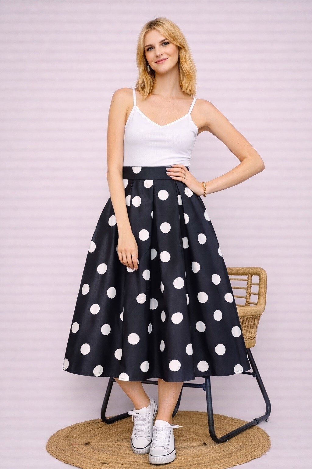 Mayorista Audrey - Falda midi de lunares – Talla única 3154-106