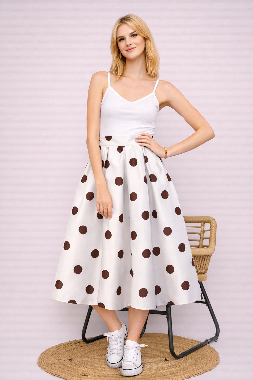 Mayorista Audrey - Falda midi de lunares – Talla única 3154-106