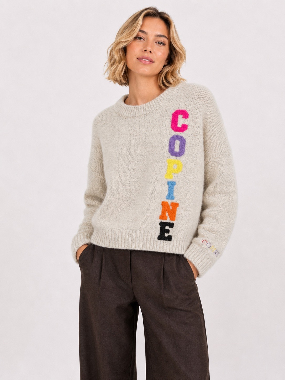 Grossiste Audrey - Pull Maille COPINE – Broderie Colorée