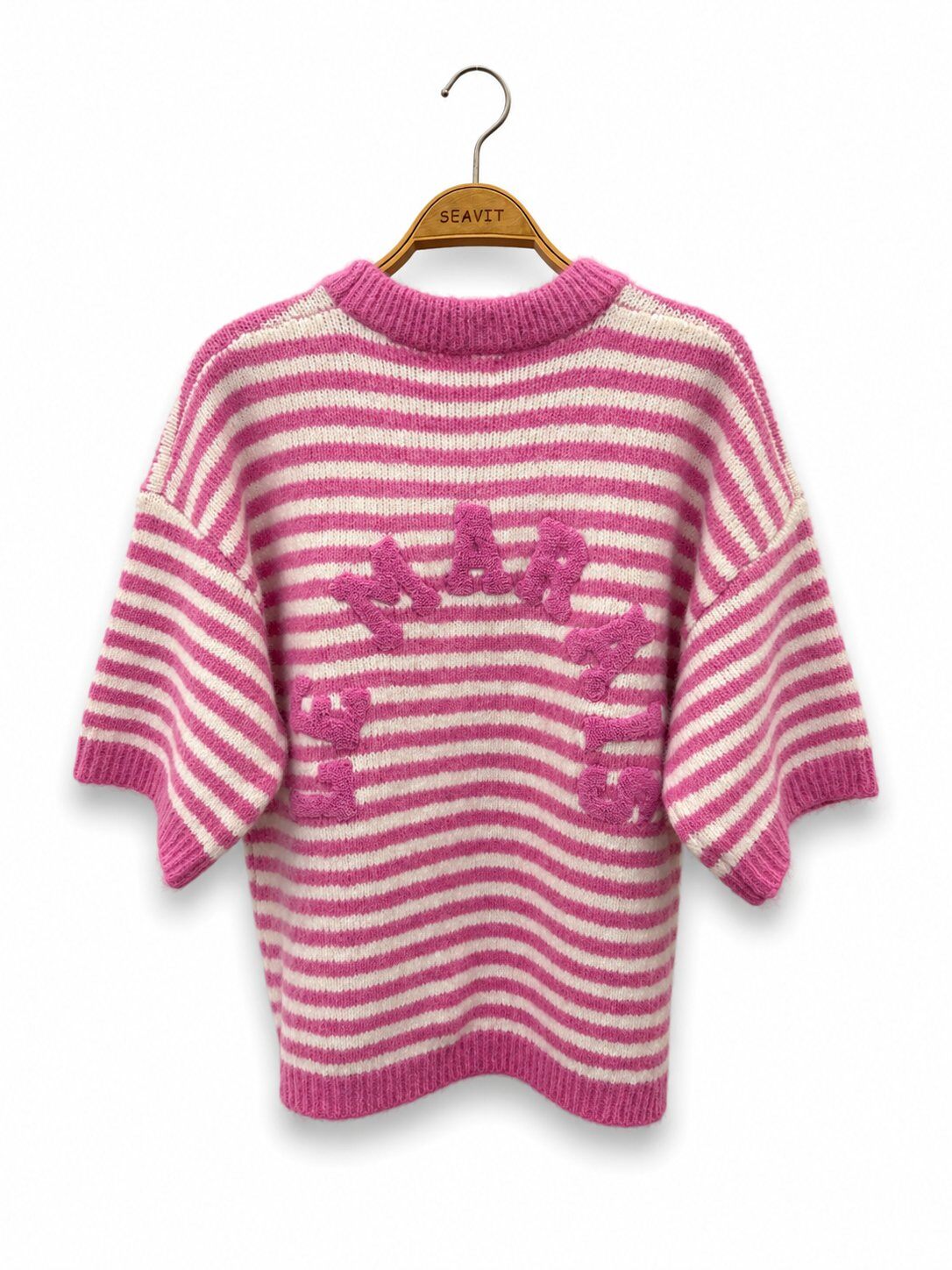 Grossiste Audrey - Pull Maille Rayée Oversize Femme