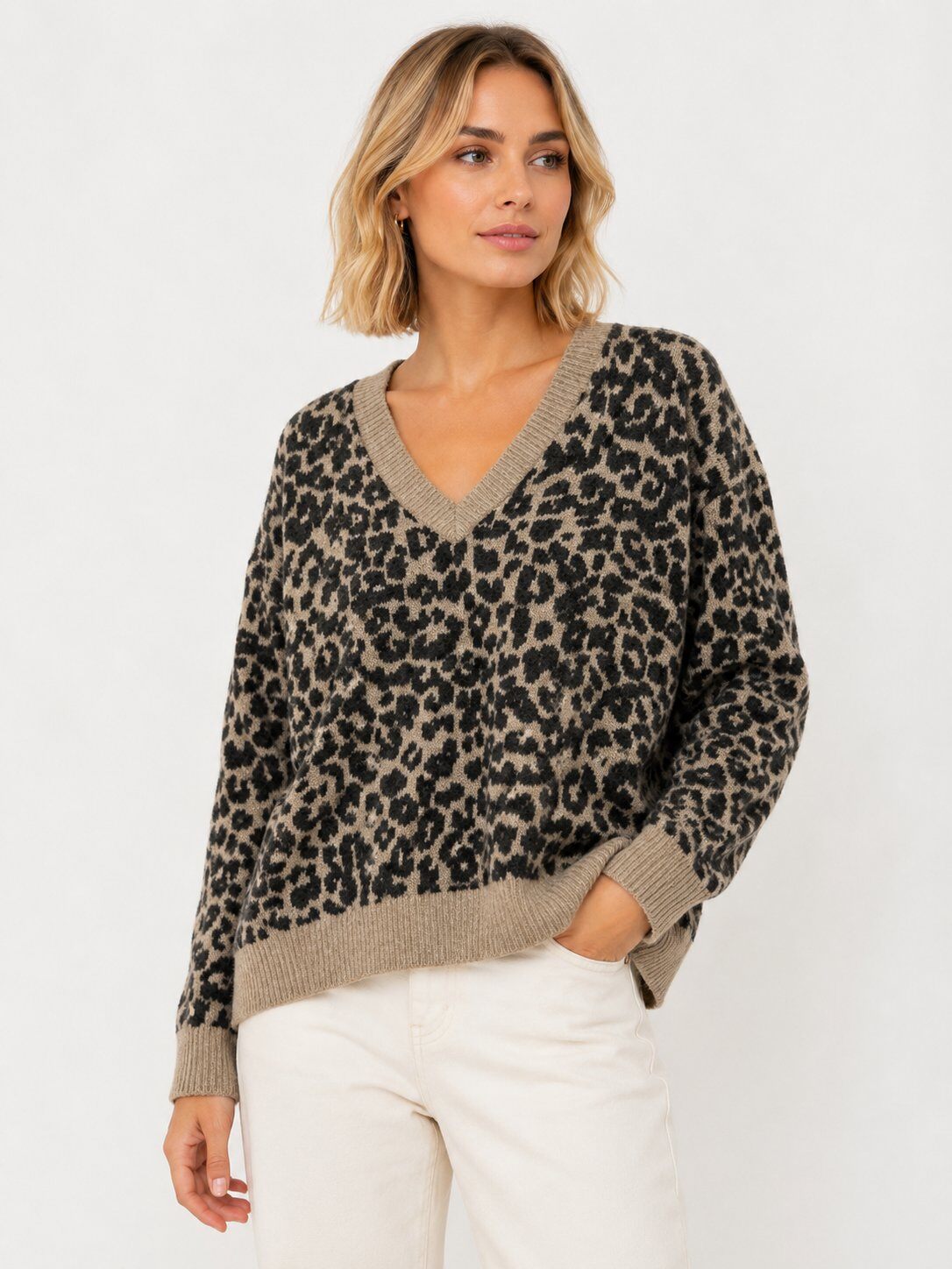 Grossiste Audrey - Pull Maille Léopard Premium